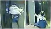 Security cameras caught the moment a drunk, 24-year-old man's frustrations resulted in him falling down an elevator shaft.